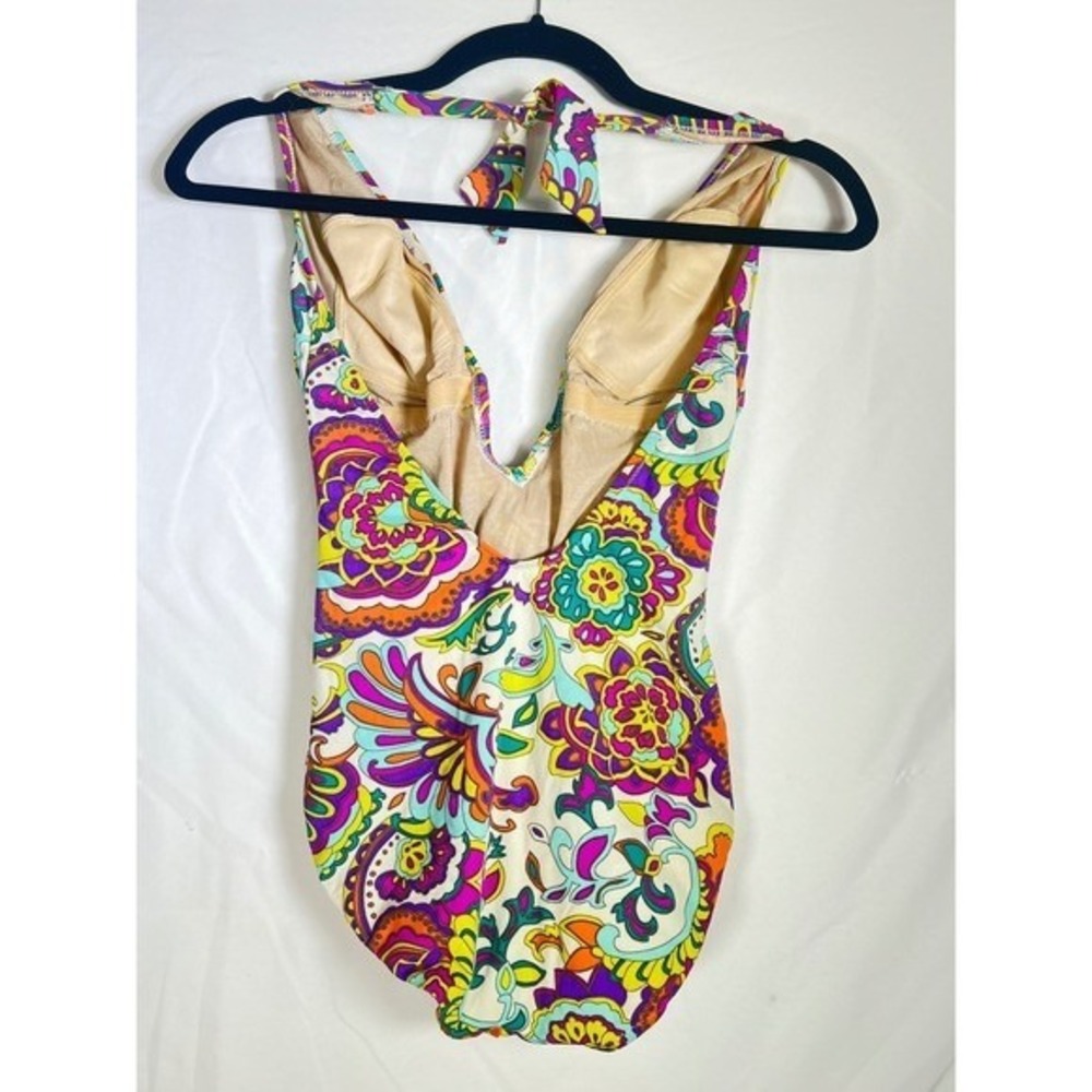 VINTAGE Blue Paisley Swimsuit Women's Size 10 - Picture 3 of 5